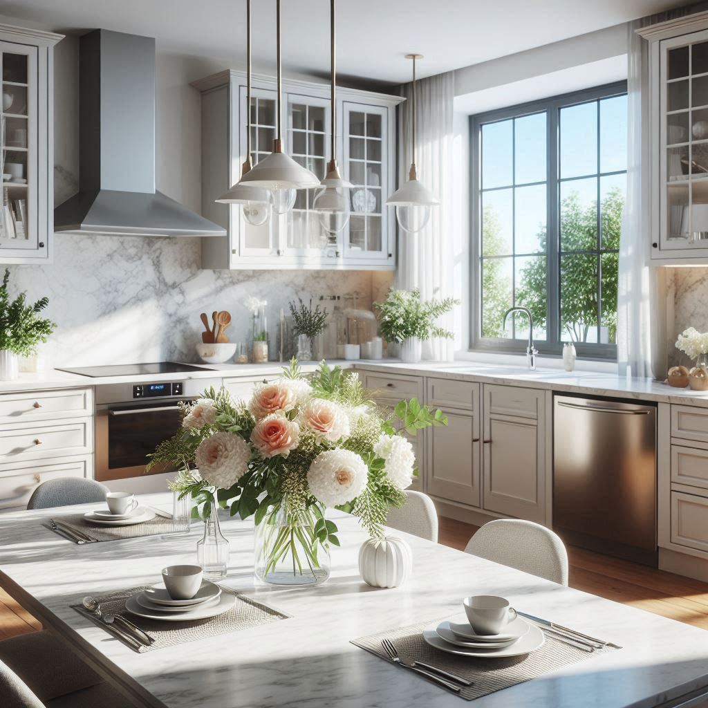 A modern bright kitchen in white